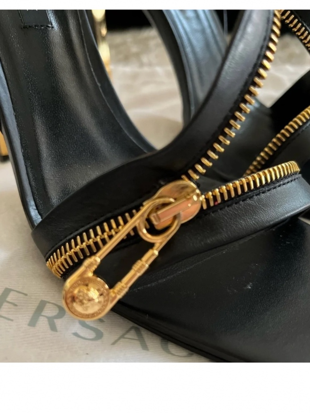 Authentic VERSACE Safety Pin Zipper Heels - Picture 3 of 7